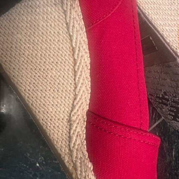 Toms Women's Wedges Red Calypso Canvas Espadrille Slip On Peep Toe-SIZE 9.5 - Picture 13 of 13